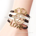 MYLOVE 2014 clock love bracelet charm leather bracelet MLBZ037